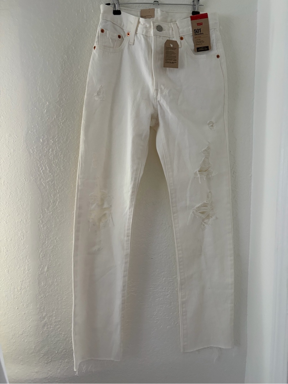 Levi's 501 High-Rise Straight Jeans in White